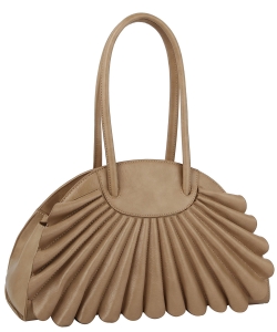 Pleated Unique Tote Handbag D-0635 TAUPE